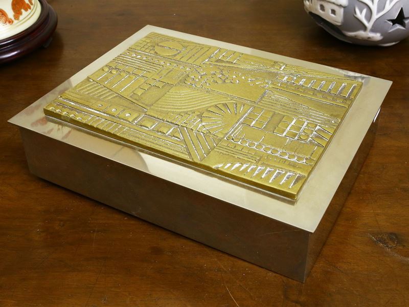 Scatola da Scrivania in Metallo e Bronzo