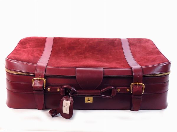 Wine-colored suede and leather suitcase, Gucci