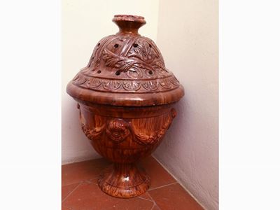 Braciere in Terracotta Smaltata nei Toni del Marrone