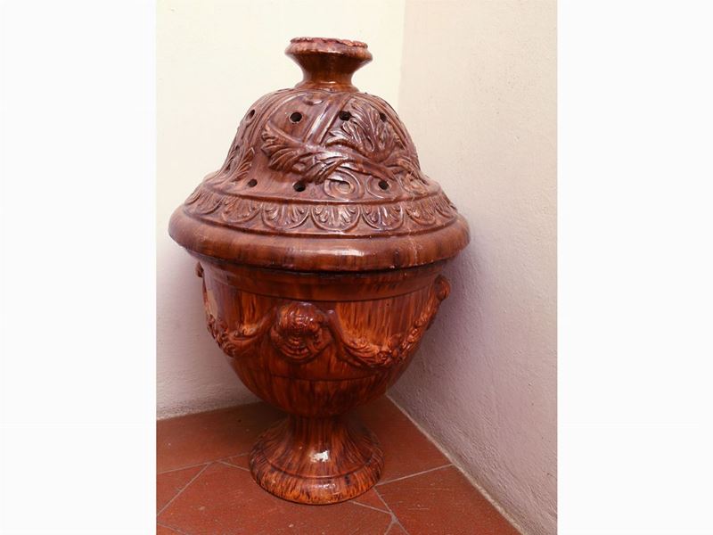 Braciere in Terracotta Smaltata nei Toni del Marrone