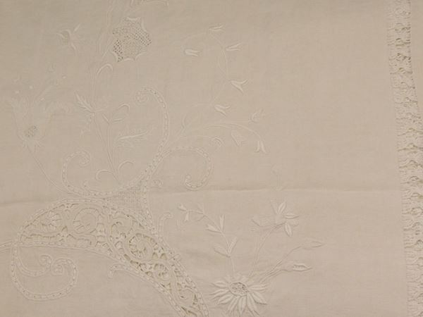 White linen curtain