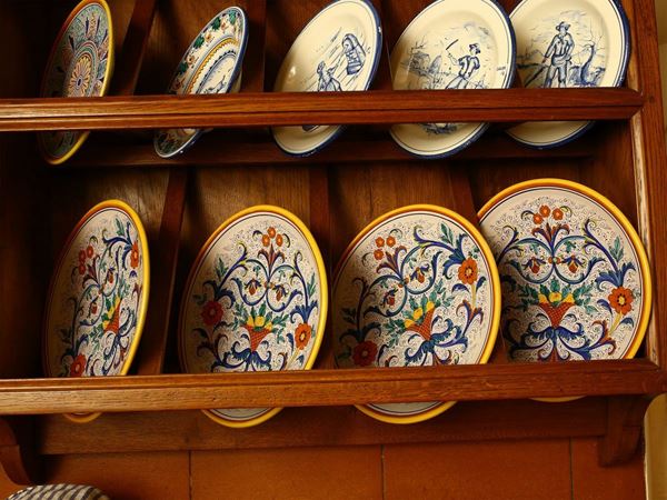 Series of eight ceramic plates, Deruta
