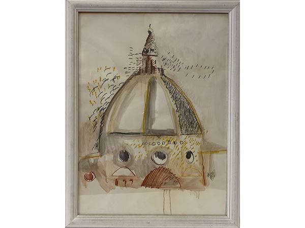 Fabio De Poli : La cupola di Brunelleschi 1970  - Asta Arte moderna e contemporanea - Maison Bibelot - Casa d'Aste Firenze - Milano