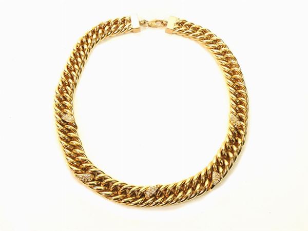 Golden metal and rhinestones necklace, Cascio
