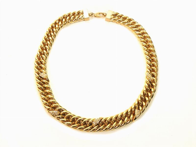Collana in Metallo Dorato e Strass, Cascio