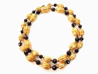 Collana in Metallo Dorato e Vetro, Miriam Haskell