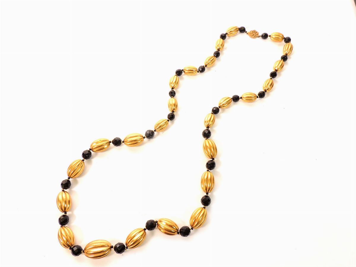 Collana in Metallo Dorato e Vetro, Miriam Haskell