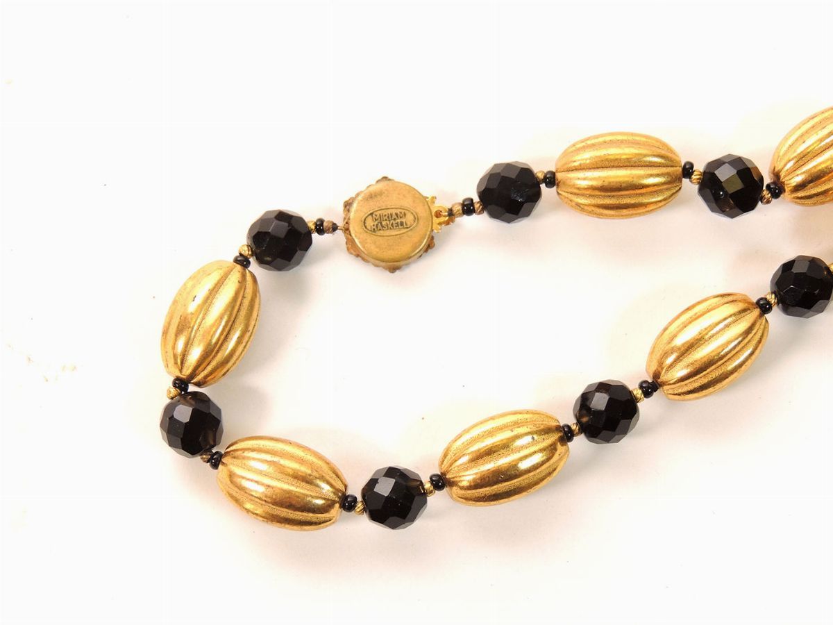 Collana in Metallo Dorato e Vetro, Miriam Haskell