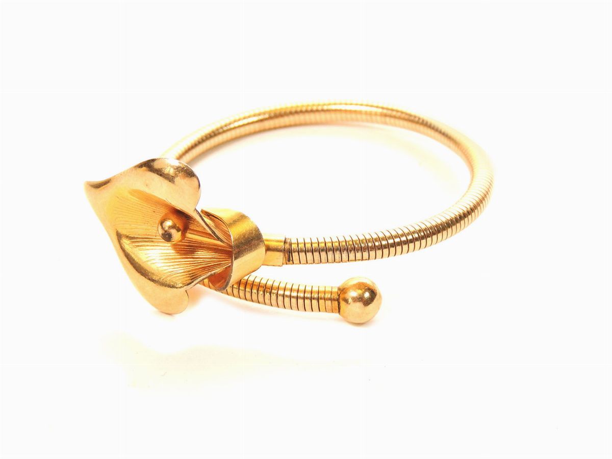 Bracciale Floreale Semirigido in Metallo Dorato, Forstner