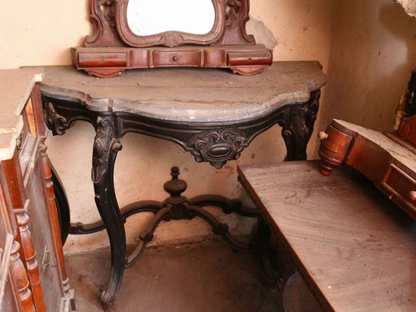 Ebonized wood console  (second half of the 19th century)  - Auction Furniture and Paintings from the Ancient Fattoria Franceschini, partly from Villa I Pitti - Maison Bibelot - Casa d'Aste Firenze - Milano