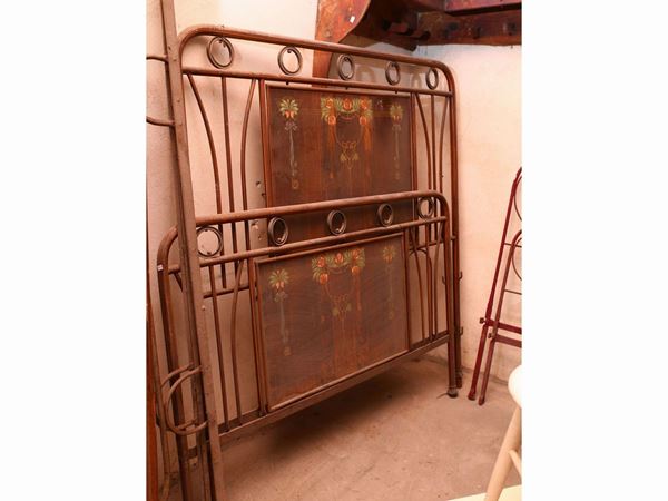 Tubular iron and metal double bed