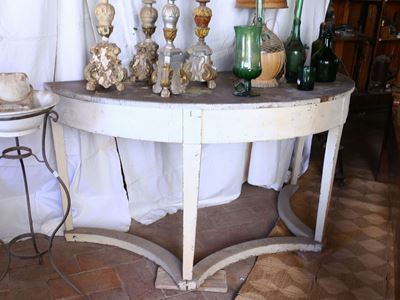 Mezzo Tavolo in Legno Laccato Bianco