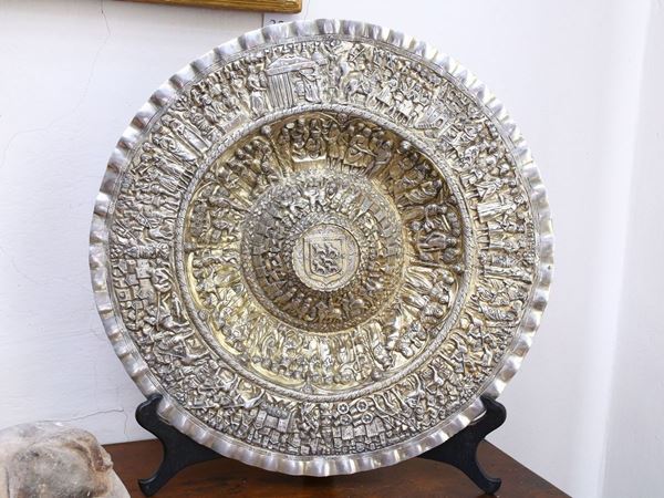 Antique parade plate in vermeil silver
