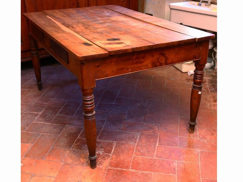 Tavolo Rustico da Cucina in Ciliegio e Legno Tenero