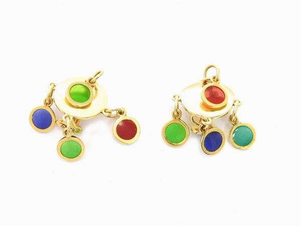 Yellow gold earrings with polychrome enamels  - Auction Jewels and Watches - Maison Bibelot - Casa d'Aste Firenze - Milano