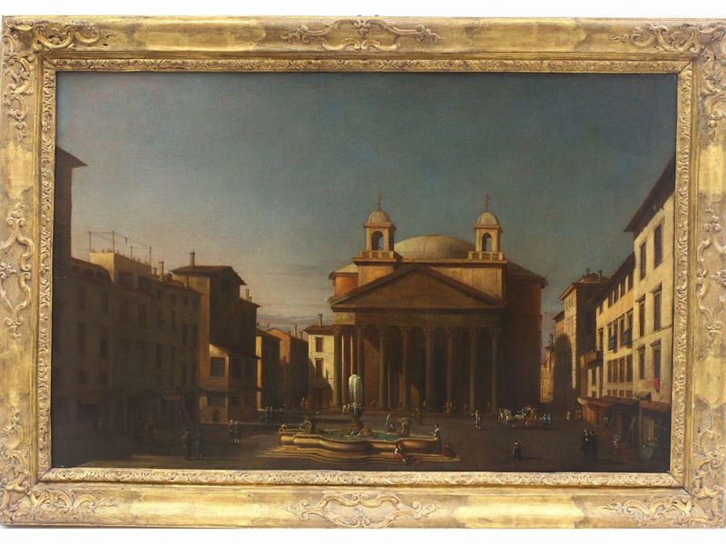 Scuola di Giovanni Antonio Canal, Detto Canaletto - Veduta del Pantheon a Roma