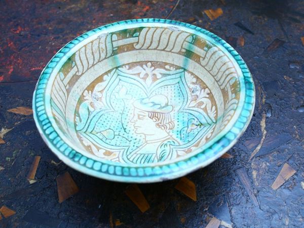 Engobed and glazed terracotta bowl