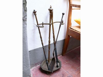Tre Accessori da Camino in Ottone