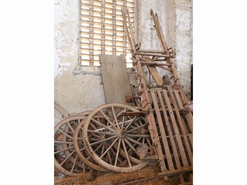 Cinque Ruote in Legno per Carro Agricolo