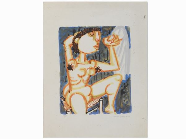 Giuseppe Migneco : Nudo femminile  ((1908-1997))  - Asta Arte moderna e contemporanea - Maison Bibelot - Casa d'Aste Firenze - Milano