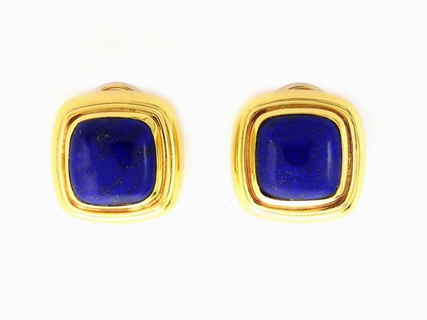 Yellow gold earrings with lapislazzuli
