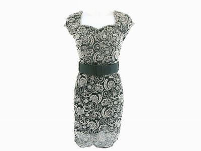 Abito Sartoriale in Tulle Verde Ricamato con Perline Argentate