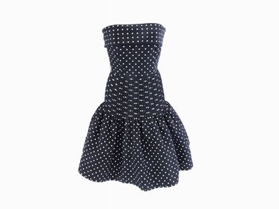Abito da Cocktail in Seta Nera a Pois Bianchi, Valentino