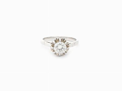 Anello Solitario in Oro Bianco con Diamante