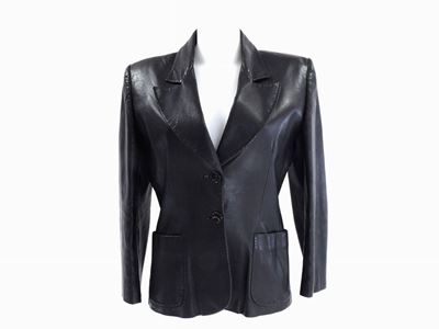 Giacca in Pelle Nera, Yves Saint Laurent