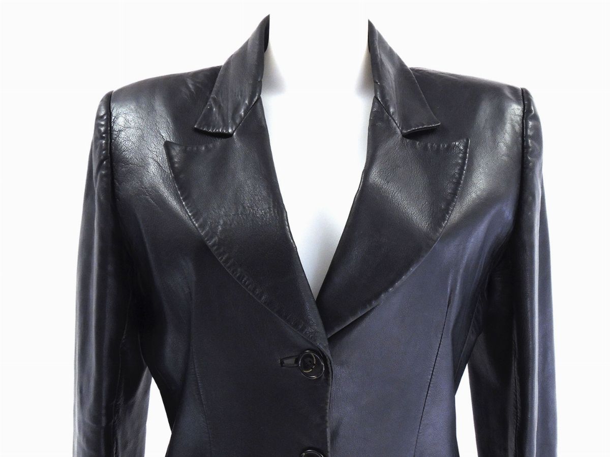 Giacca in Pelle Nera, Yves Saint Laurent