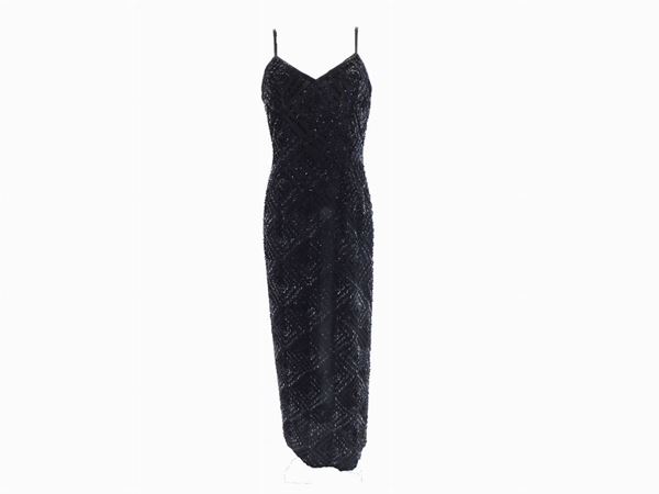 black sequin silk evening dress, Moa