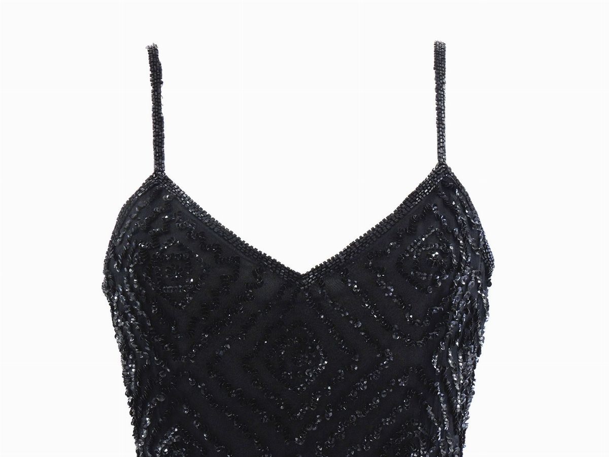 Abito da Sera in Seta e Paillettes Nere, Moa