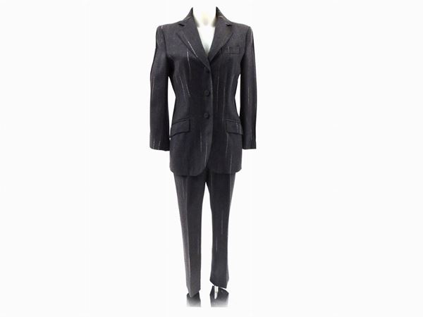 Gray wool suit with white pinstripe, Moschino