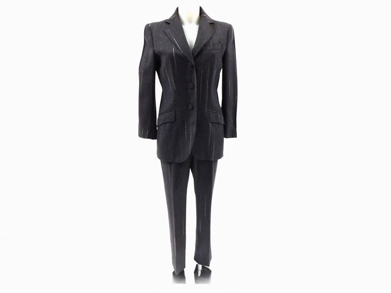 Tailleur in Lana Grigia Gessata, Moschino