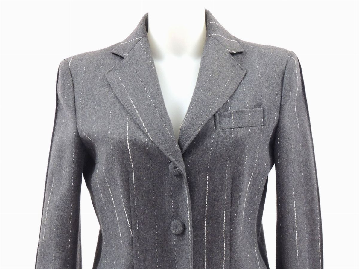 Tailleur in Lana Grigia Gessata, Moschino