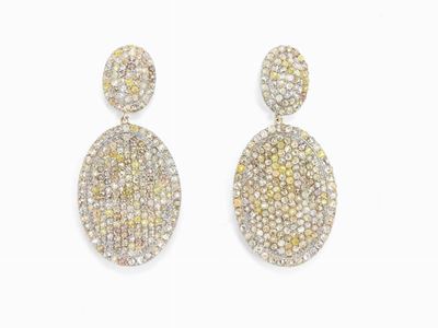 Orecchini in Oro Brunito 585/1000 con Diamanti Muticolore