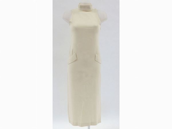Long dress in cream colored silk, Emporio armani