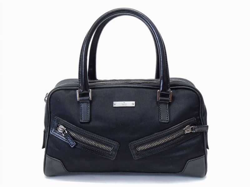 Borsa a Mano in Pelle e Raso Nero, Gucci