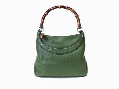 Borsa Bamboo a Mano in Pelle Verde, Gucci