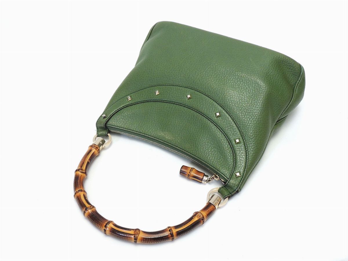 Borsa Bamboo a Mano in Pelle Verde, Gucci
