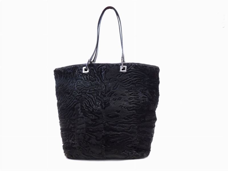 Borsa a Spalla in Astrakan Nero e Pelle, Gucci