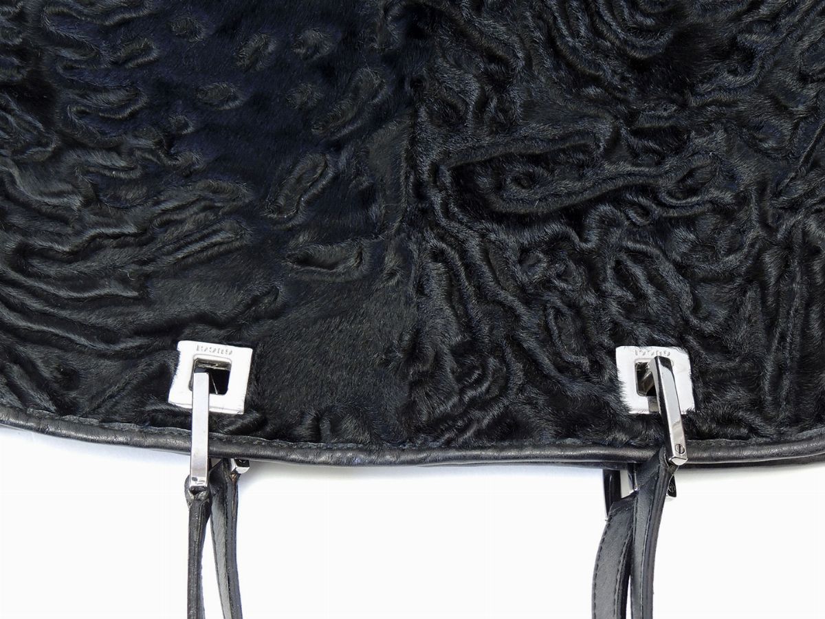 Borsa a Spalla in Astrakan Nero e Pelle, Gucci
