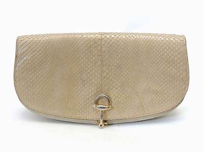 Clutch in Pitone Color Crema, Gucci