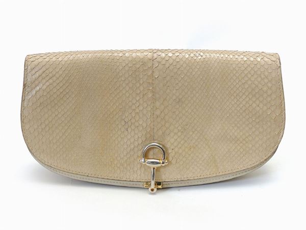 Cream-colored python clutch bag, Gucci