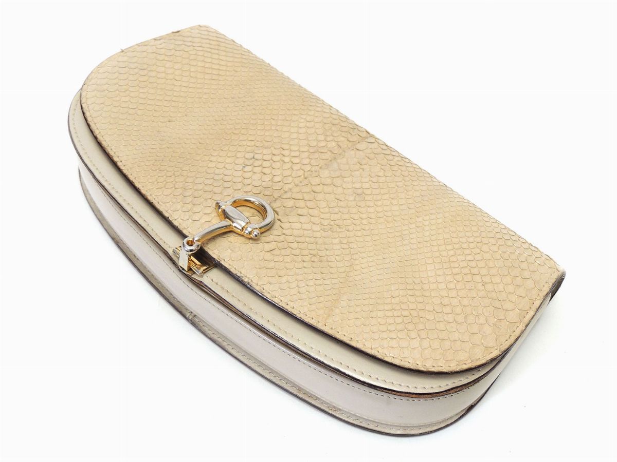 Clutch in Pitone Color Crema, Gucci