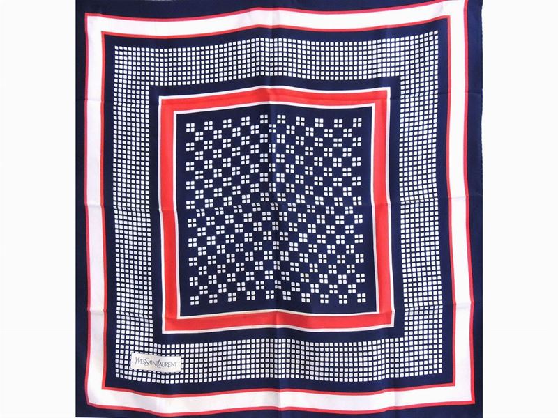 Foulard in Seta Rossa e Blu, Yves Saint Laurent