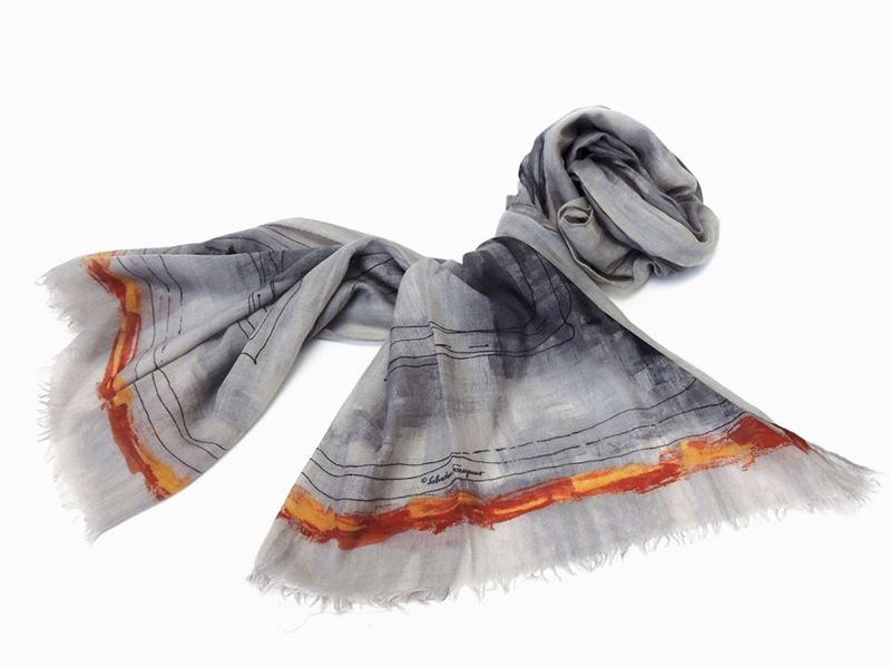 Stola in Lana Grigia, Salvatore Ferragamo