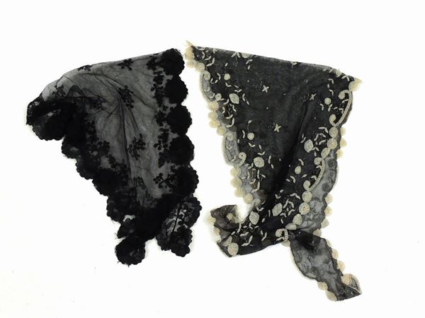 Two black lace veils