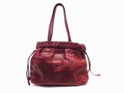 Borsa Spalla in Pelle Bordeaux, Prada