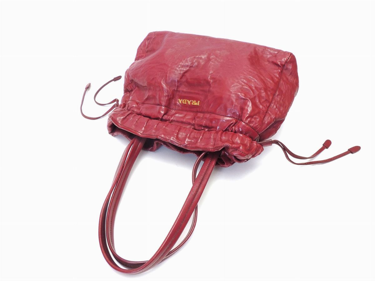 Borsa Spalla in Pelle Bordeaux, Prada